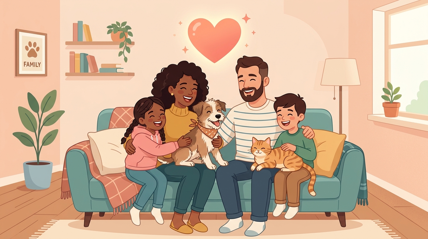 Family lovingly adopting and fostering rescued pets